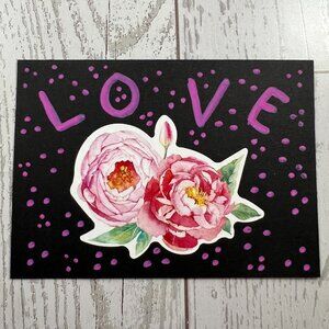 Mixed Media Collage Art Card OOAK ACEO ATC - Love Blooms